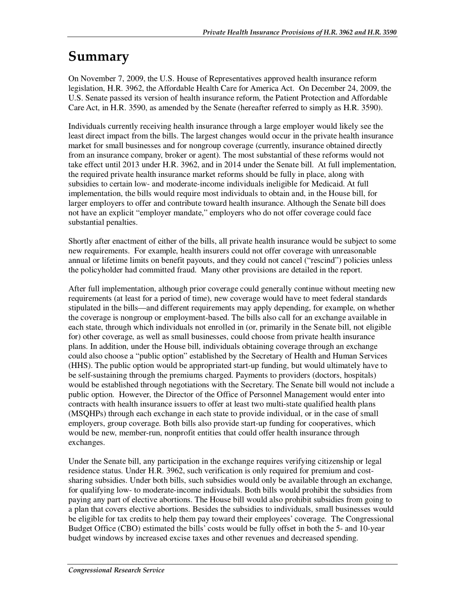 [20100108]R40981_《中华人民共和国私人健康保险条款比较分析》3962和参议院通过H.R.3590.pdf_第2页