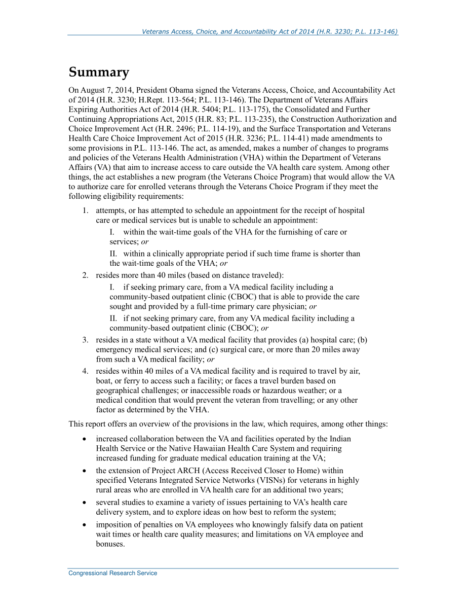 [20150827]R43704_2014年退伍军人准入、选择和责任法案（H.R.3230；P、 L113-146).pdf_第2页