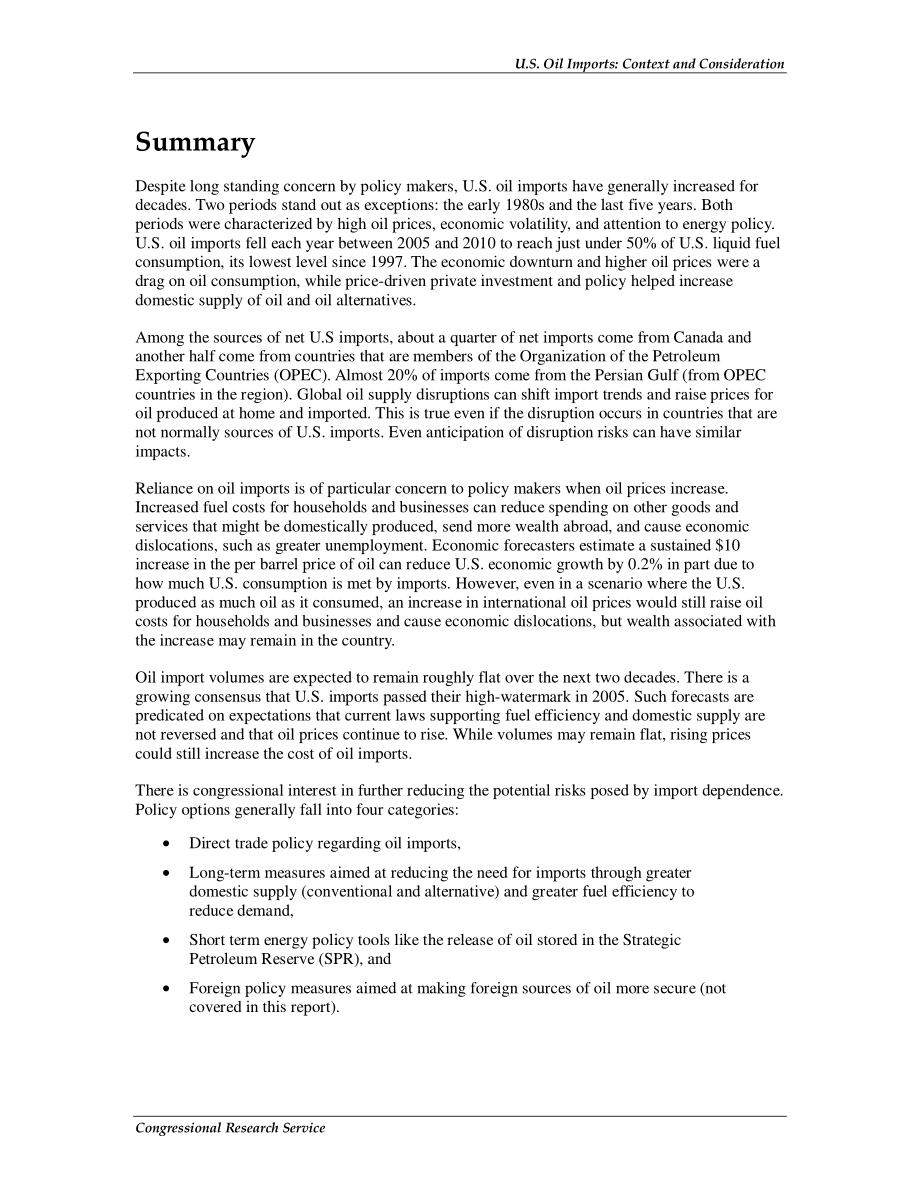 [20110401]R41765_美国石油进口：背景和考虑因素.pdf_第2页