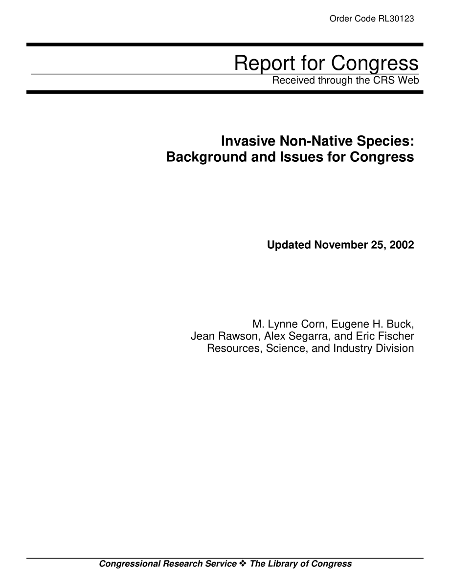 [20021125]RL30123_外来入侵物种：国会背景和议题.pdf_第1页