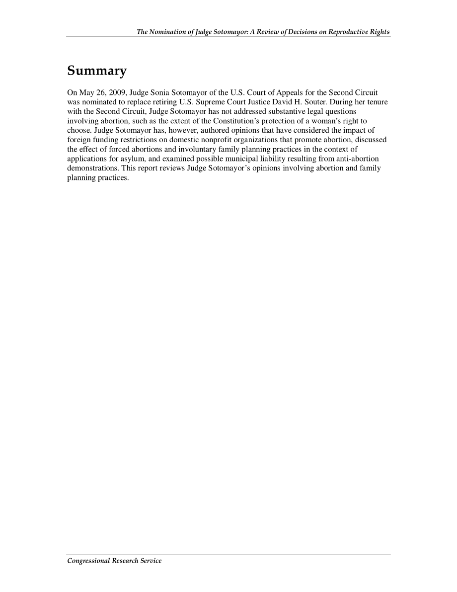 [20090707]R40694_索尼娅·索托马约尔法官的提名：审查第二巡回法院有关生殖权利的裁决.pdf_第2页