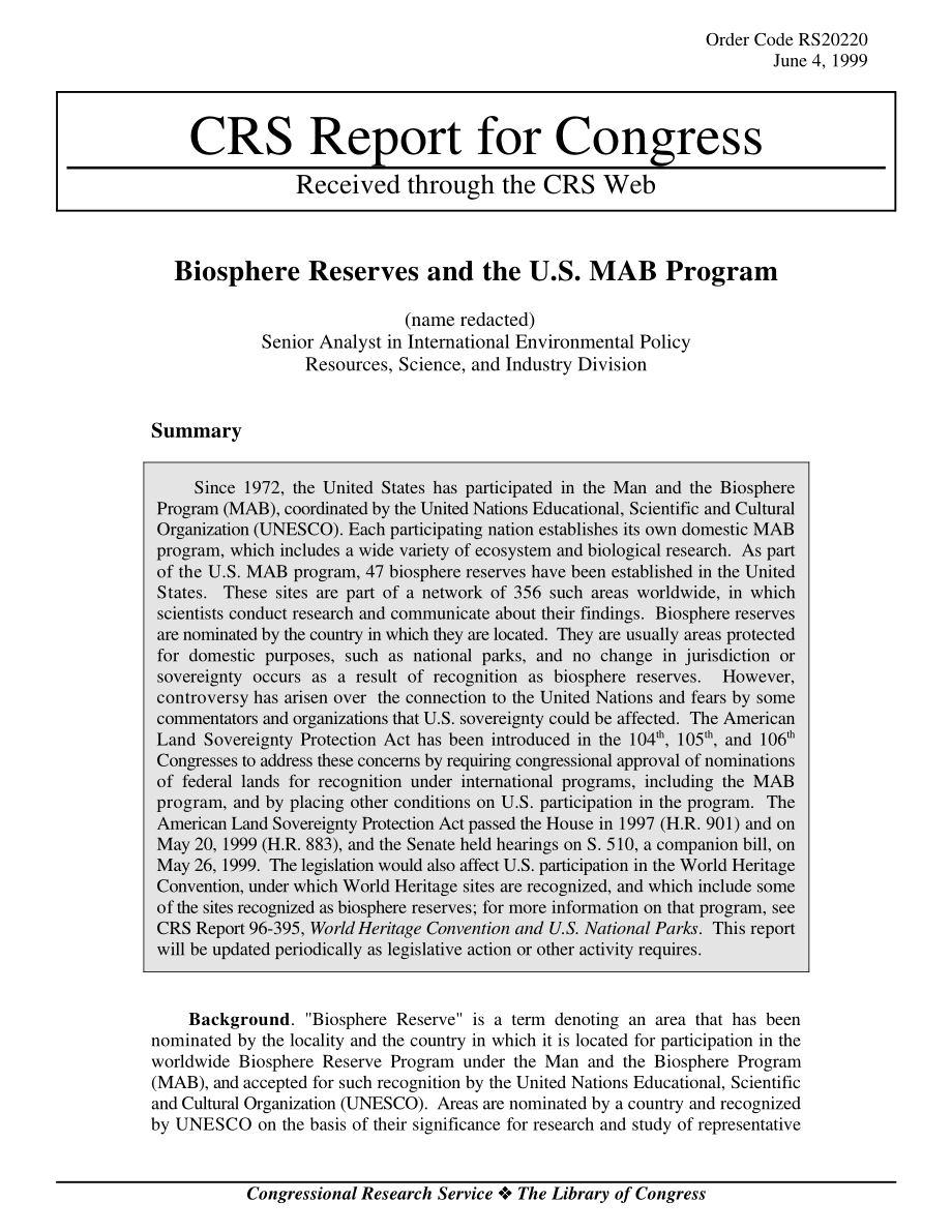 [19990604]RS20220_生物圈保护区和美国MAB计划.pdf_第1页