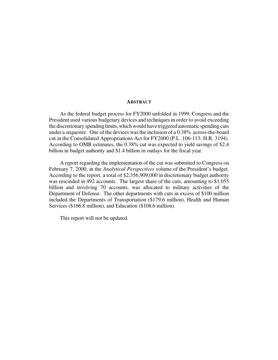 [20000225]RL30443_2000财年拨款全面削减0.38%.pdf_第2页