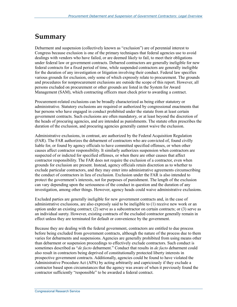 [20150527]RL34753_政府承包商的采购禁令和暂停：法律概述.pdf_第2页