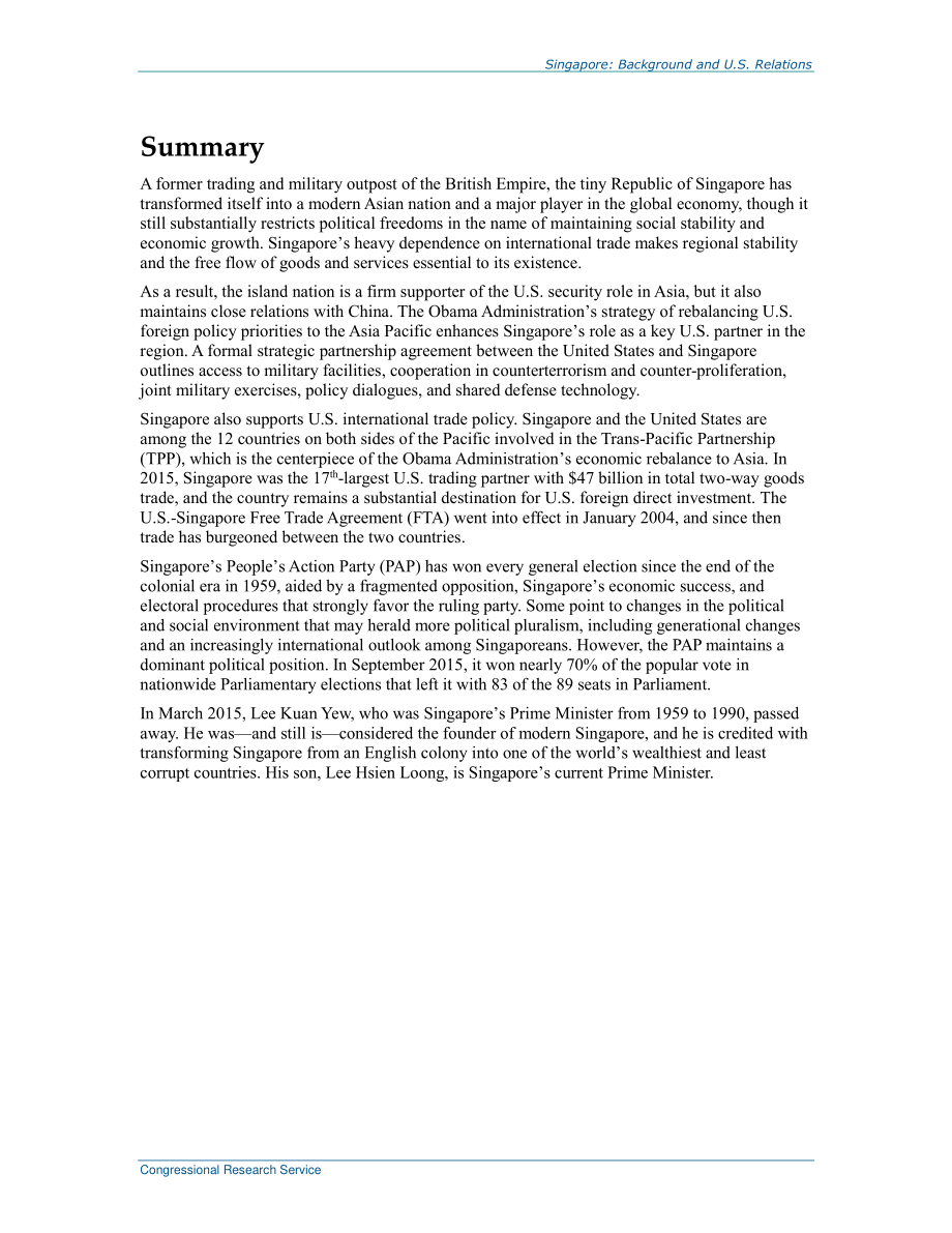 [20160720]R44127_新加坡：背景和美国关系.pdf_第2页