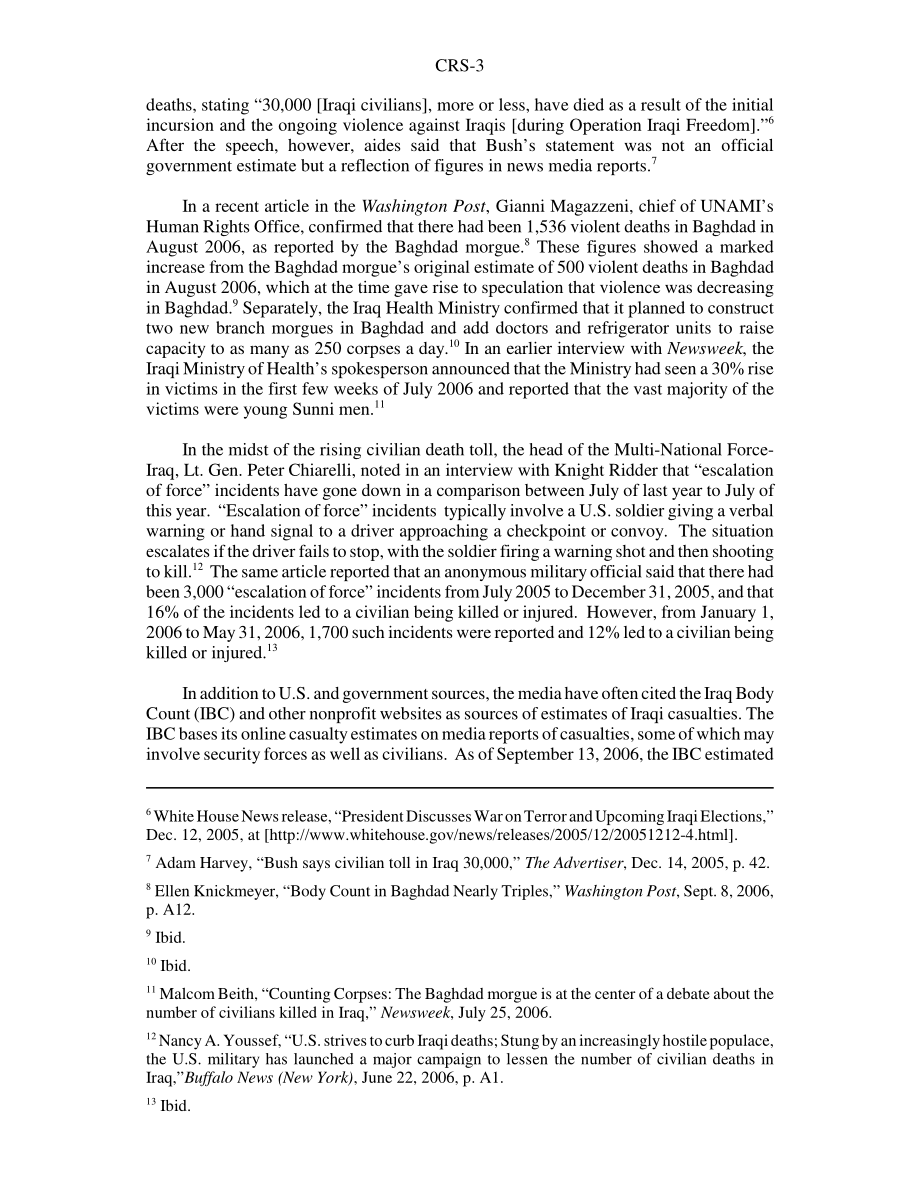 [20060914]RS22441_伊拉克平民、警察和安全部队伤亡估计.pdf_第3页