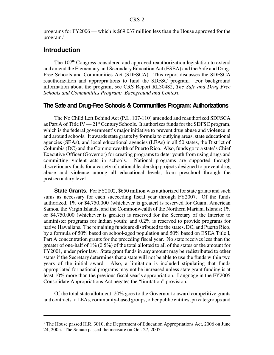 [20051114]RS20532_《安全和无毒学校和社区法》：重新授权和拨款.pdf_第2页