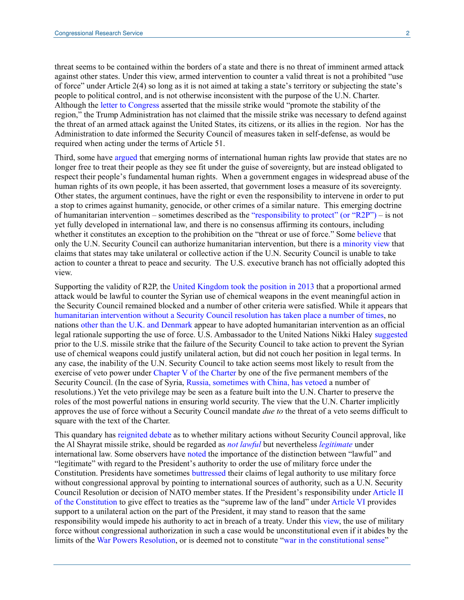 [20170417]LSB10230_美国打击叙利亚空军基地：根据国际法是否合法？ .pdf_第2页