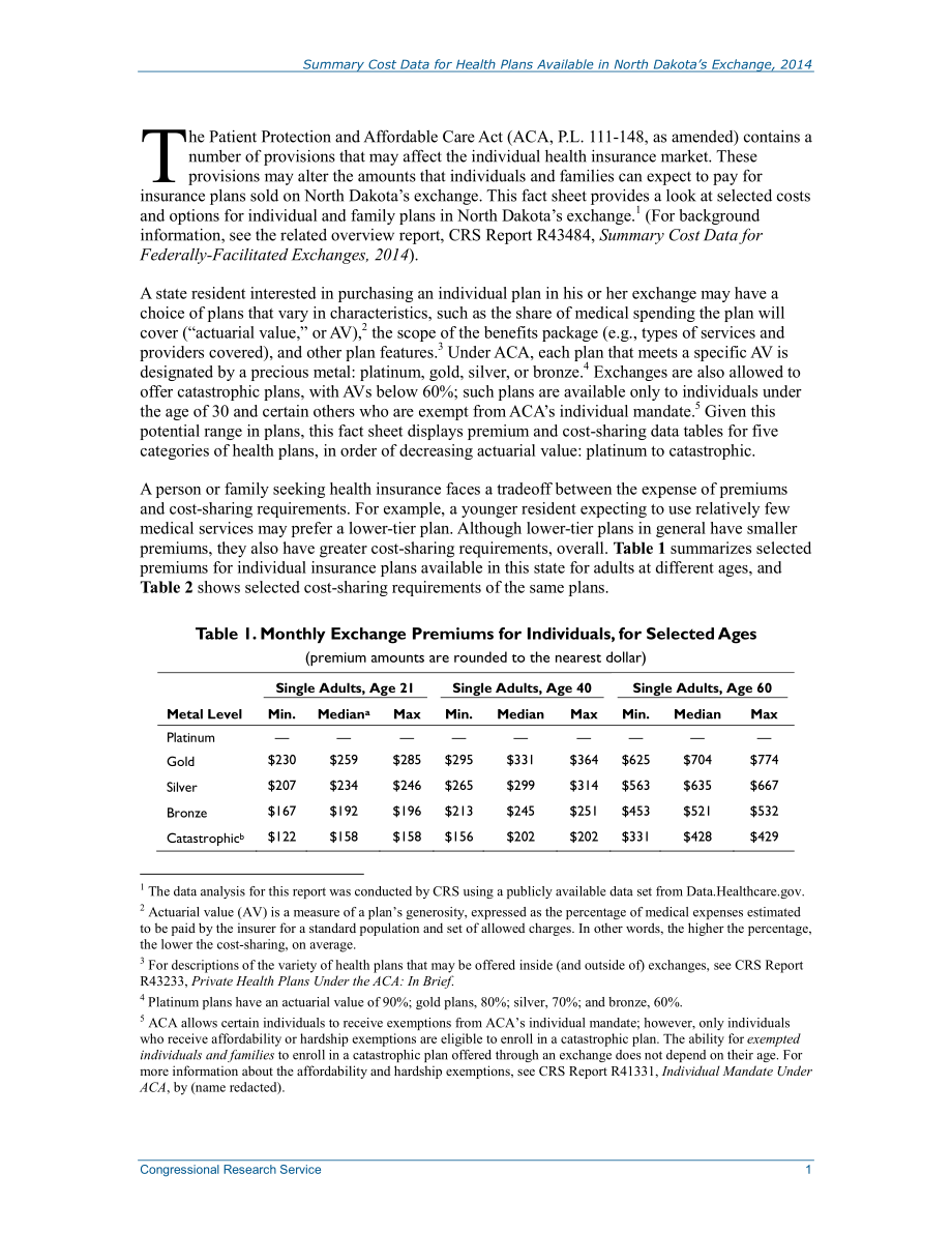 [20140506]R43530_北达科他州Exchange提供的医疗计划成本数据摘要2014年：情况说明书.pdf_第2页