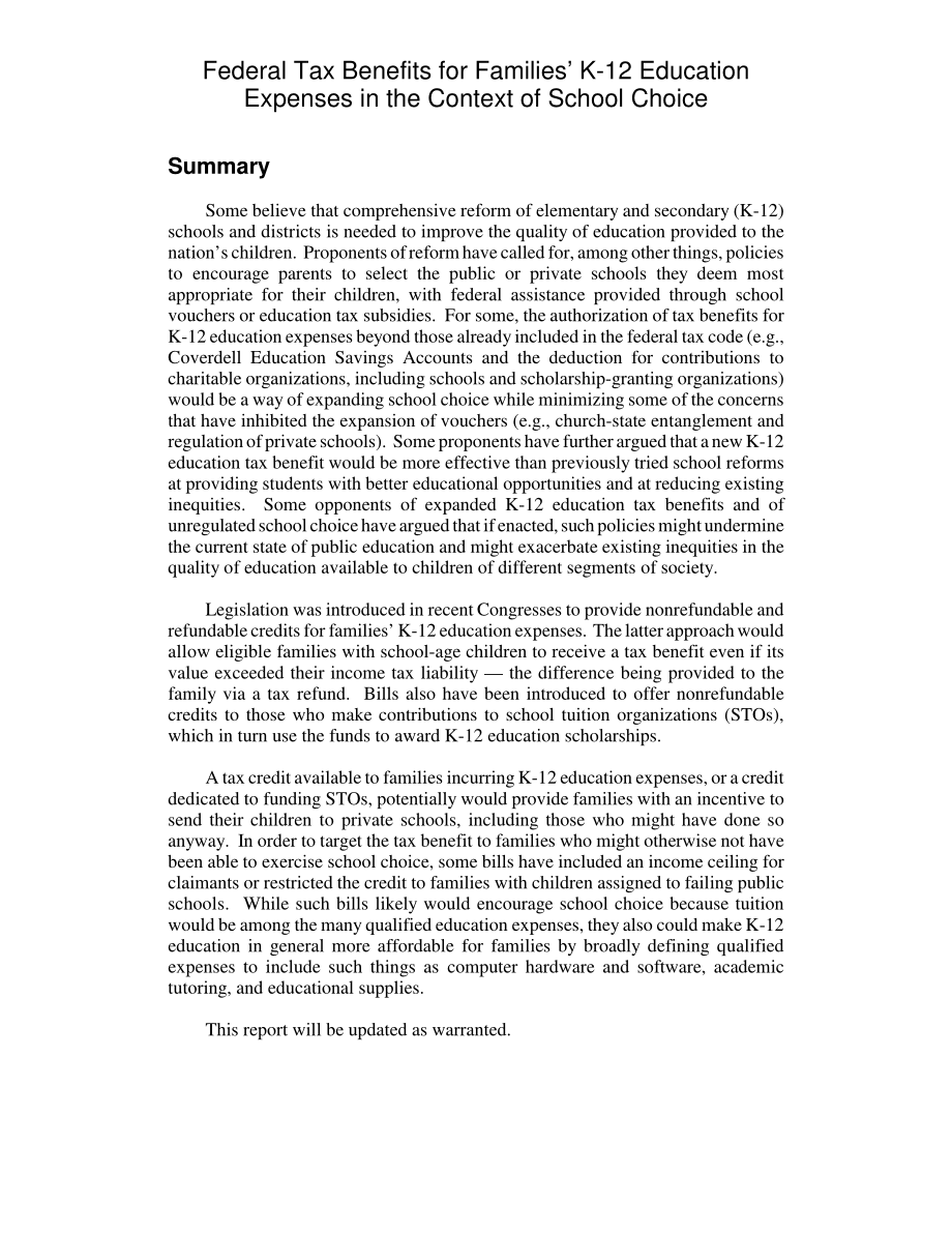 [20060127]RL31439_学校选择背景下家庭K-12教育费用的联邦税收优惠.pdf_第2页