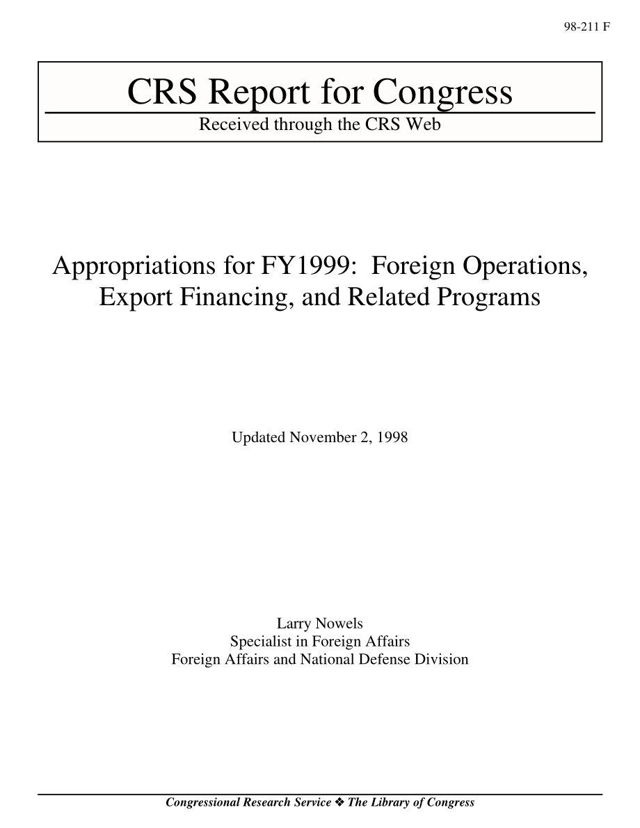 [19981102]98-211F_Appropriations for FY 1999：国外业务、出口融资和相关计划.pdf_第1页
