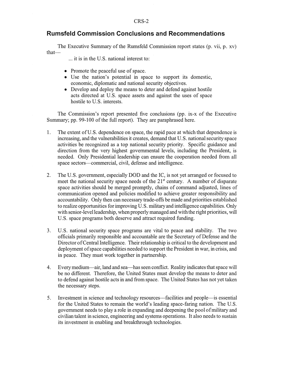 [20010221]RS20824_军事空间活动：拉姆斯菲尔德委员会报告要点及主要组织和管理问题.pdf_第2页