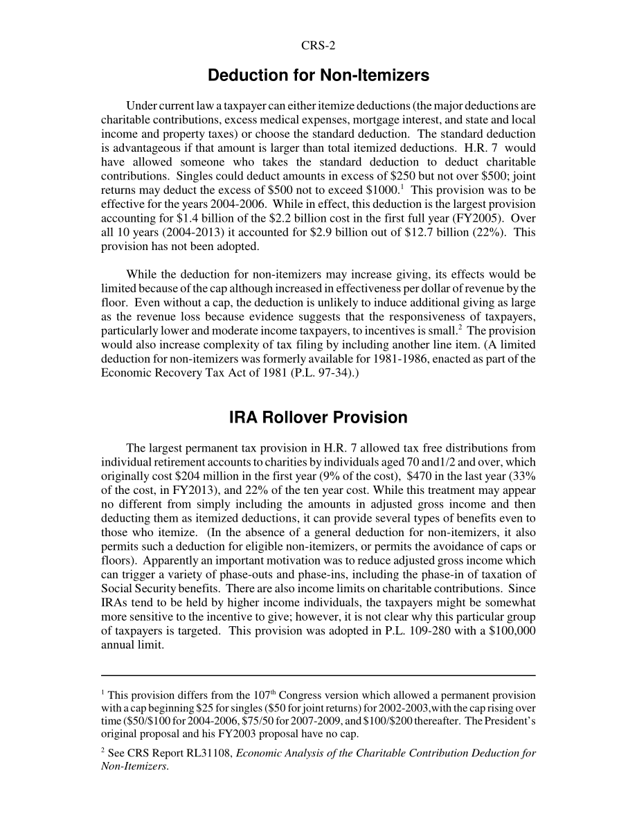 [20070913]RS21144_慈善税收优惠：立法提案概述.pdf_第2页