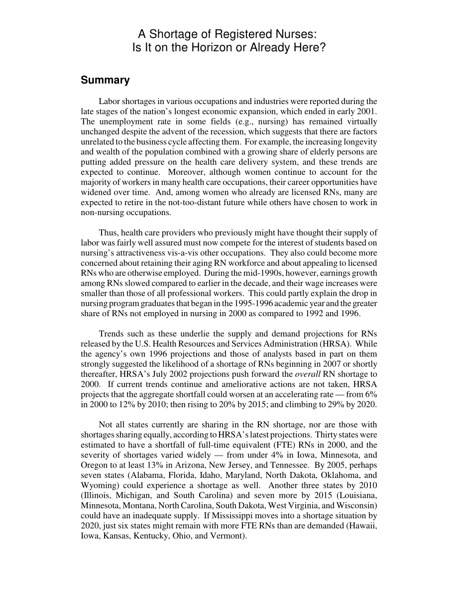 [20020819]RL30974_注册护士短缺：它是在地平线上还是已经在这里了？.pdf_第2页