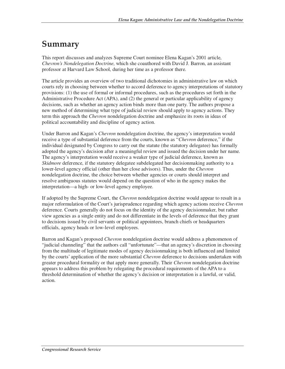 [20100625]R41305_最高法院提名人Elena Kagan：行政法与不减损原则 .pdf_第2页