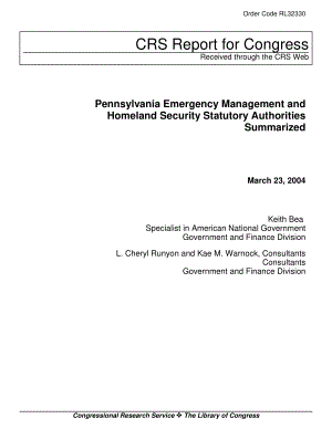 [20040323]RL32330_宾夕法尼亚州应急管理和国土安全法定机构总结.pdf