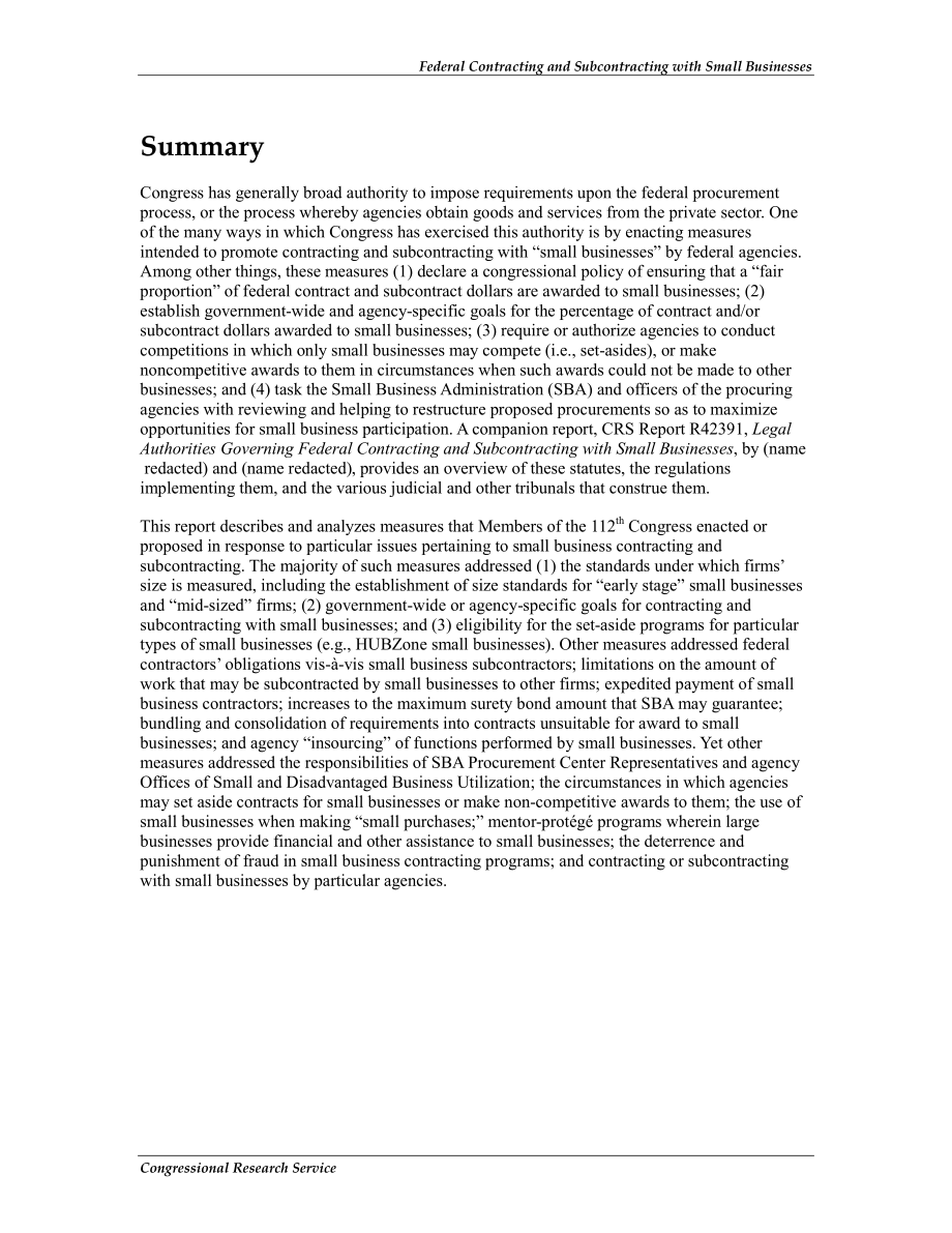 [20130124]R42390_与小企业签订联邦合同和分包合同：第112届国会的议题.pdf_第2页