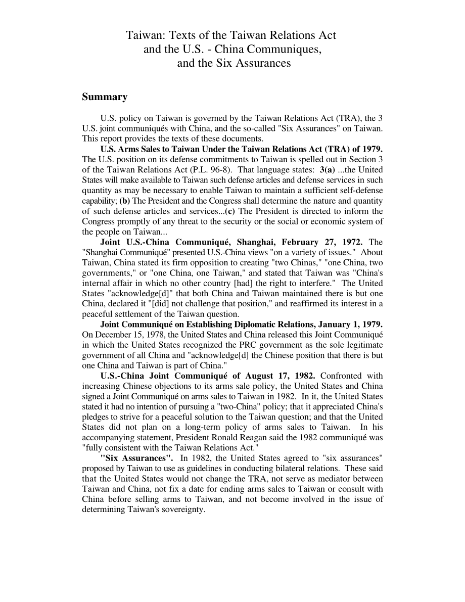 [19980521]96-246F_台湾地区：《与台湾关系法》、《美中公报》和“六项保证”的文本.pdf_第3页