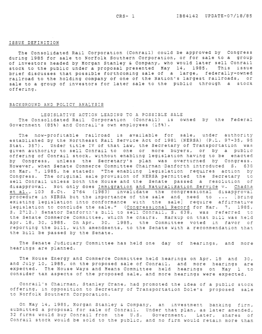 [19850718]IB84142_Conrail公司：卖给诺福克南方公司还是卖给一群投资者？.pdf_第2页