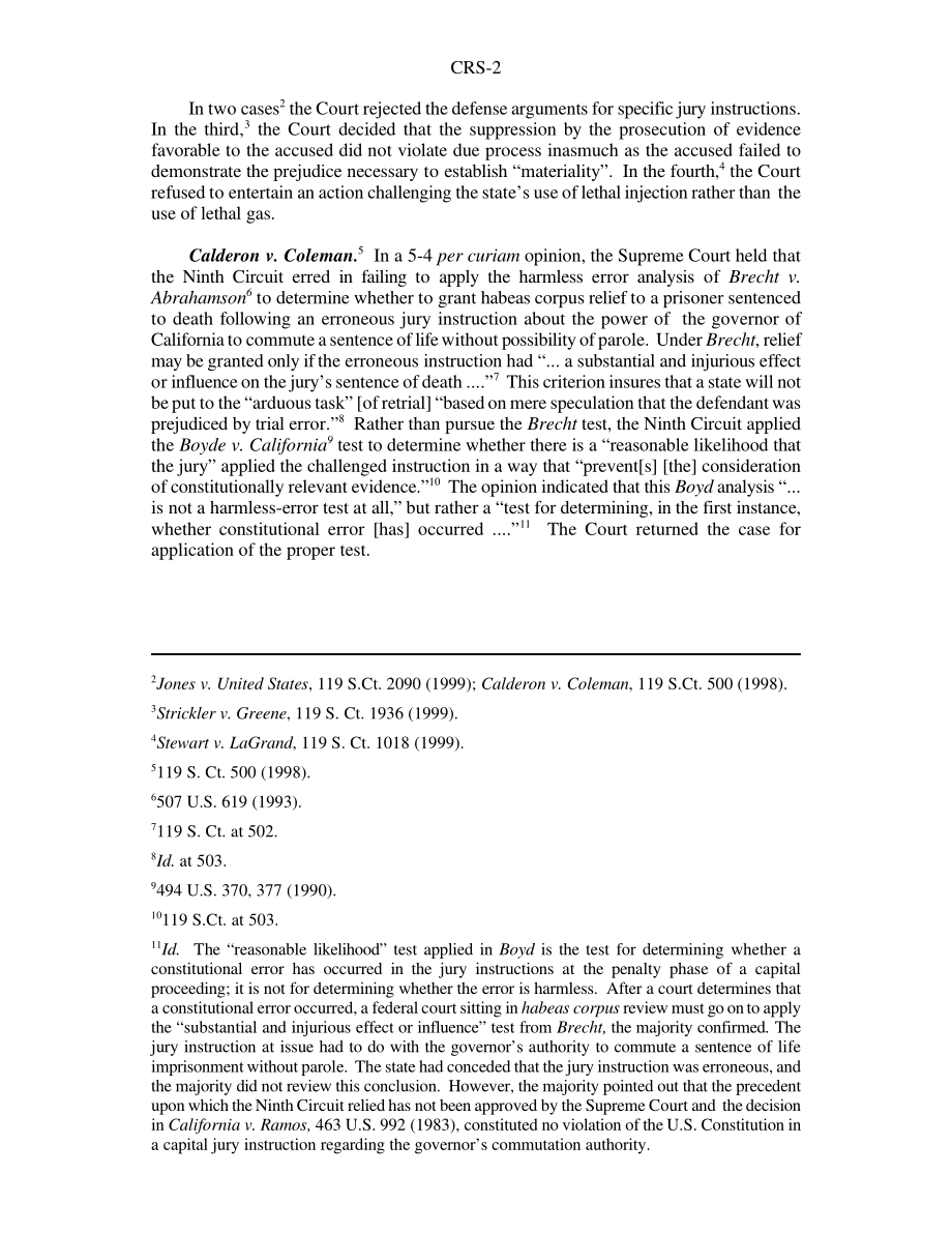 [19991021]RS20369_死刑： Summary of Supreme Court Decisions of the 1998-99 Term.pdf_第2页