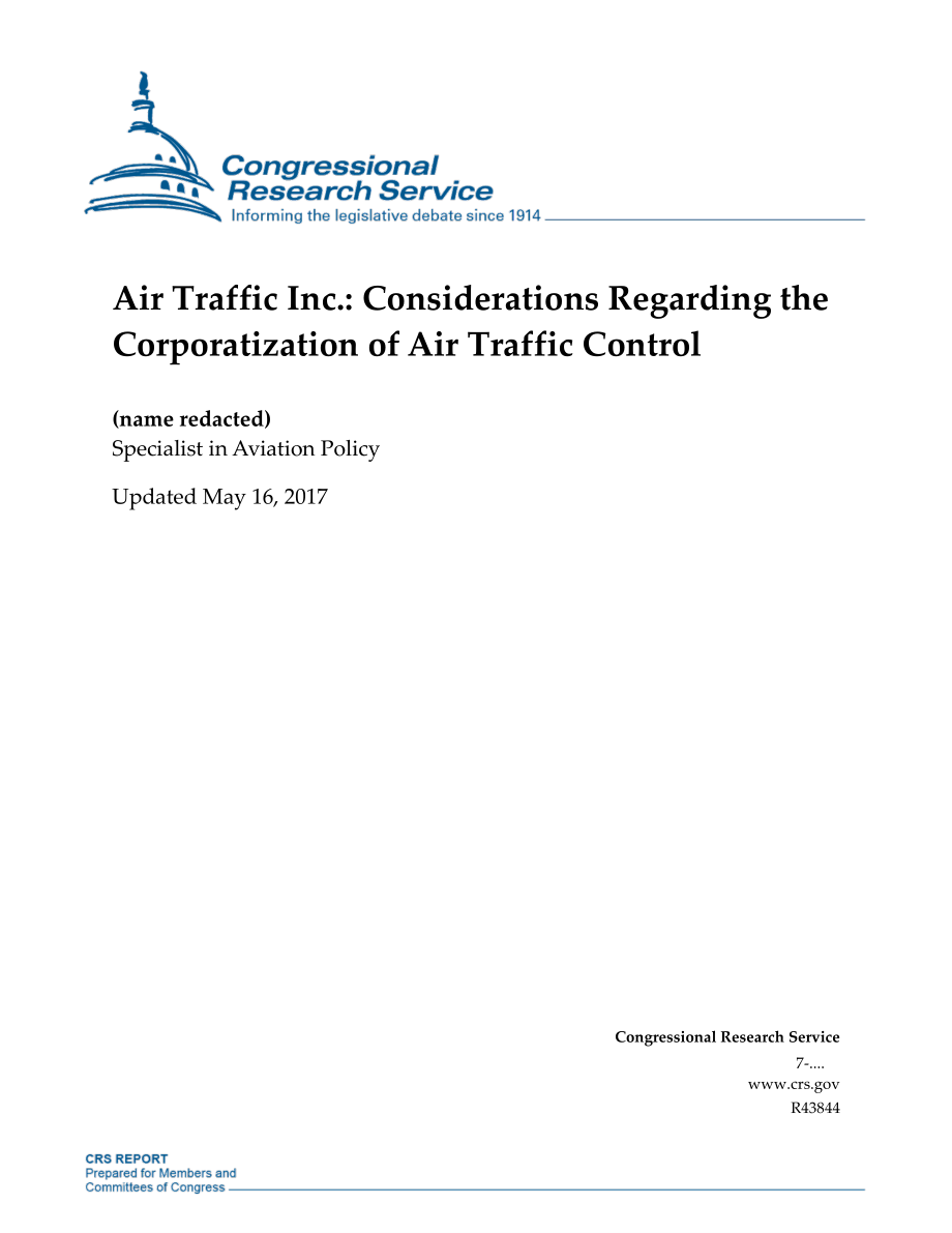 [20170516]R43844_空中交通公司：关于空中交通管制公司化的思考.pdf_第1页