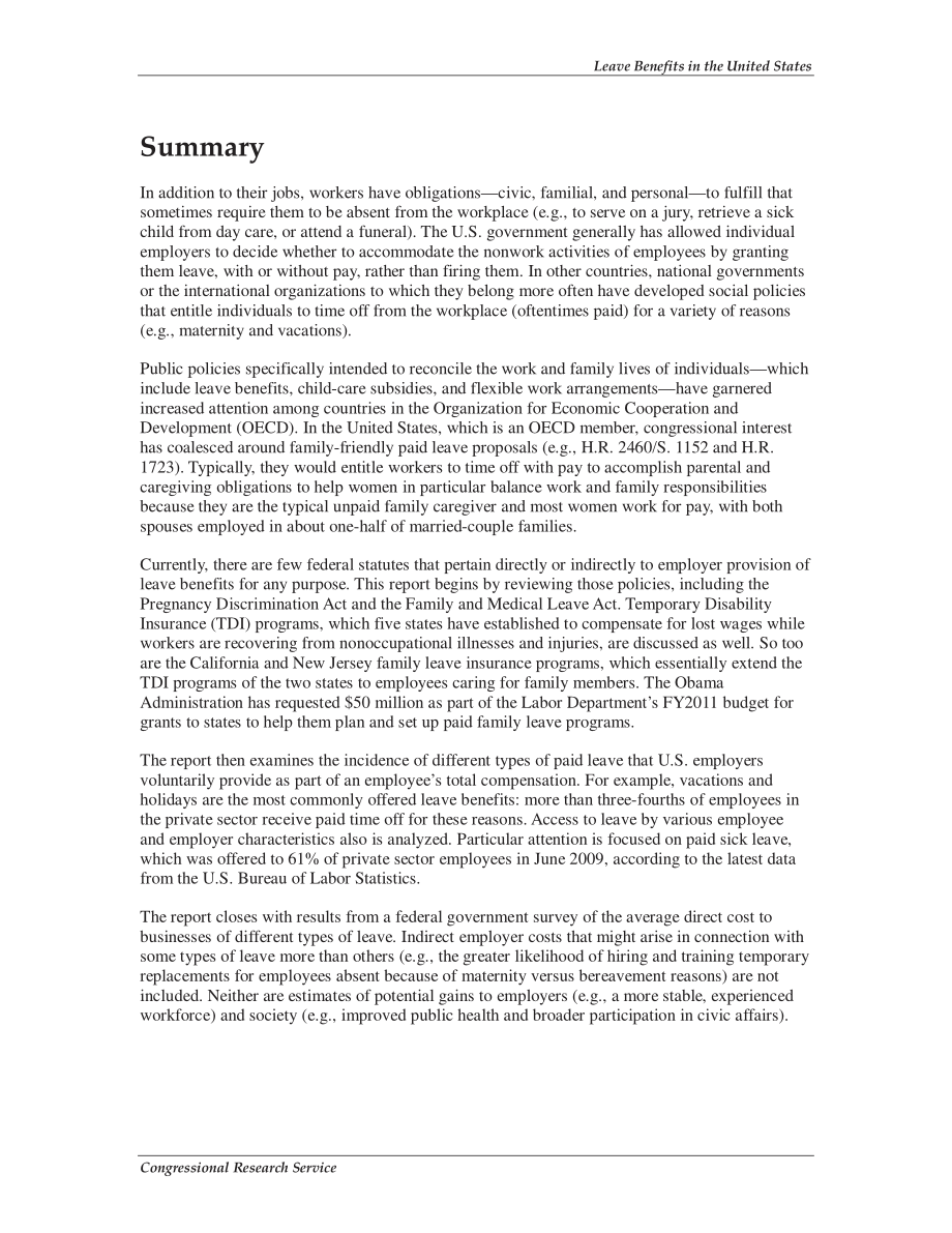 [20100617]RL34088_在美国的休假福利.pdf_第2页