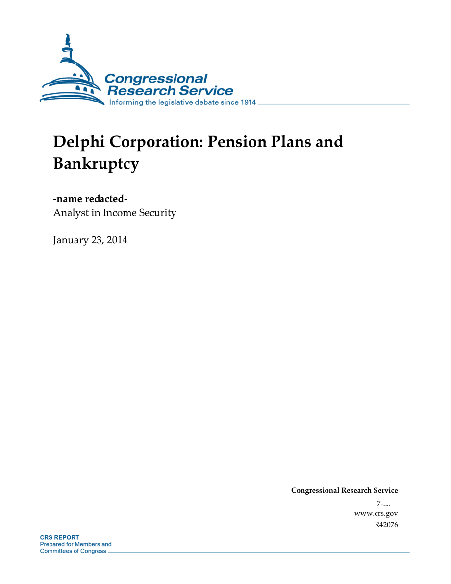 [20140123]R42076_德尔福公司：养老金计划和破产.pdf_第1页