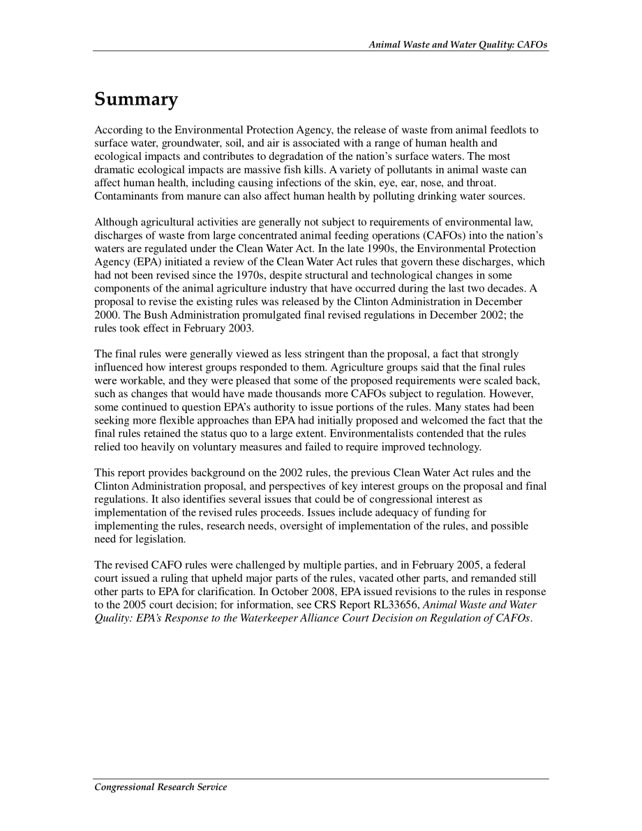 [20100216]RL31851_动物粪便和水质：EPA集中动物喂养操作（CAFOs）法规.pdf_第2页