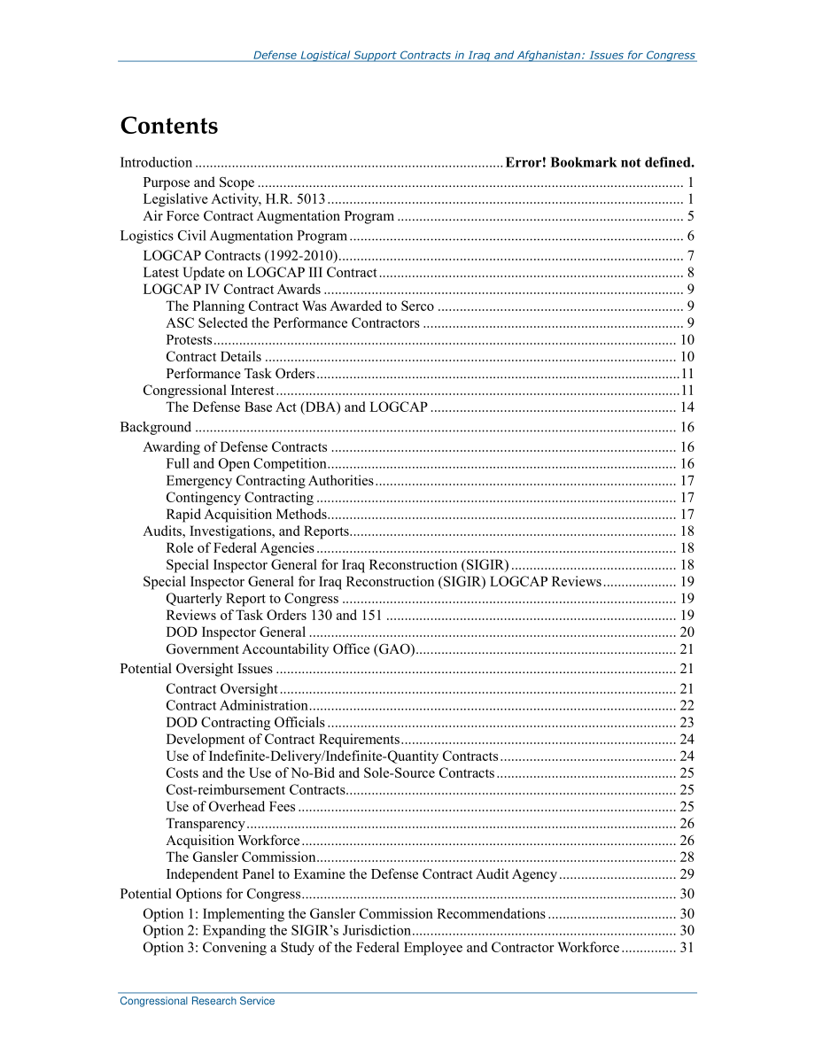 [20100920]RL33834_伊拉克和阿富汗国防后勤保障合同：国会议题.pdf_第3页