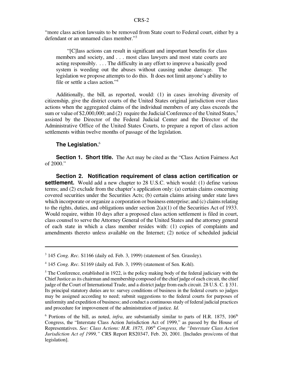 [20010221]RS20667_第106届国会集体行动和拟议改革：2000年《集体诉讼公平法》.pdf_第2页