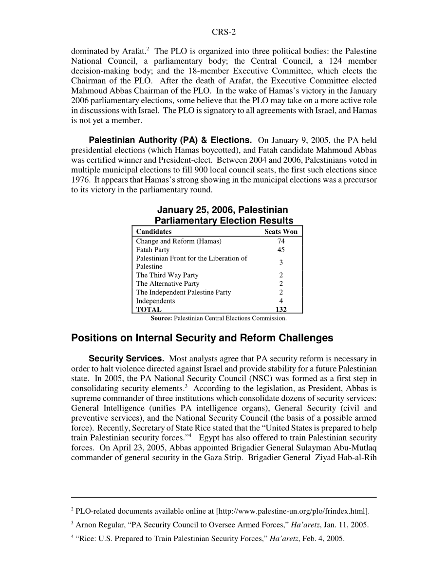[20060309]RS22047_巴勒斯坦总统马哈茂德·阿巴斯：内部和外部挑战概述.pdf_第2页