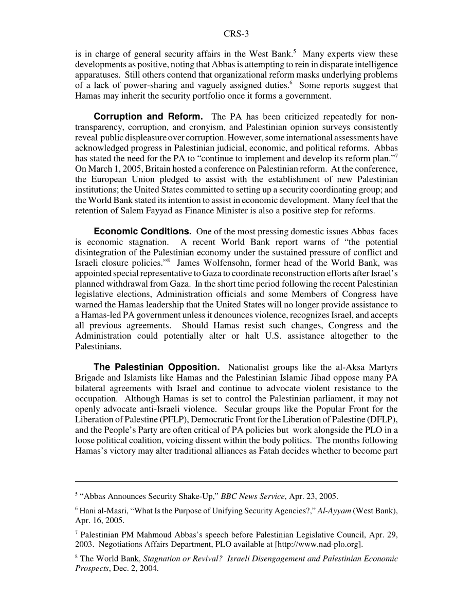 [20060309]RS22047_巴勒斯坦总统马哈茂德·阿巴斯：内部和外部挑战概述.pdf_第3页