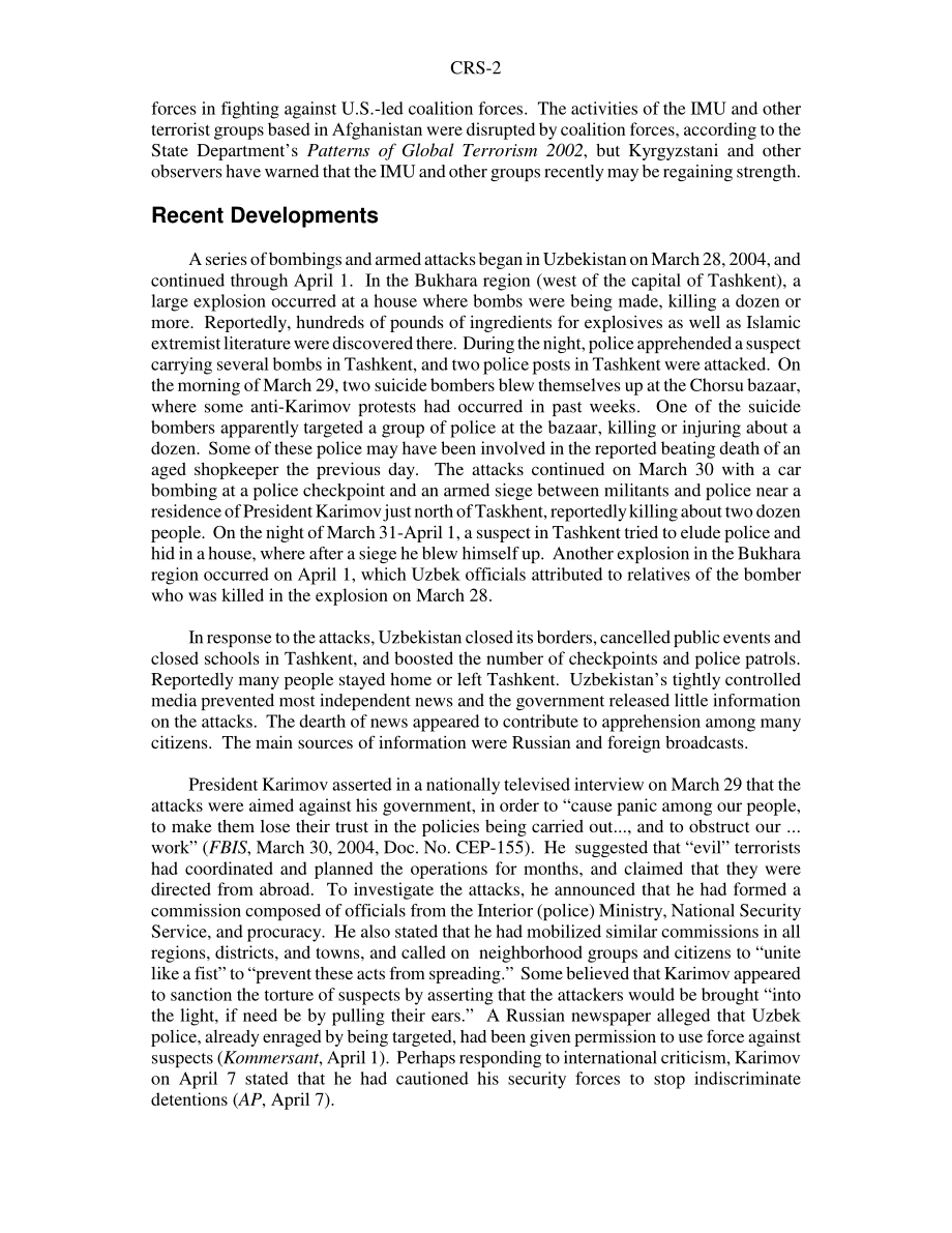 [20040416]RS21818_2004年乌兹别克斯坦发生的袭击事件：背景和对美国利益的影响.pdf_第2页