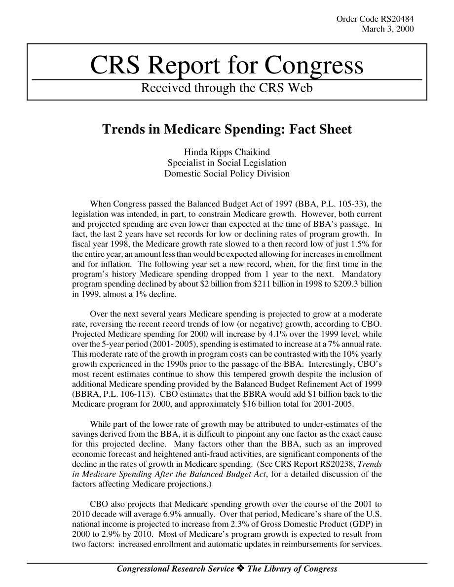 [20000303]RS20484_医疗保险支出趋势：情况说明书.pdf_第1页