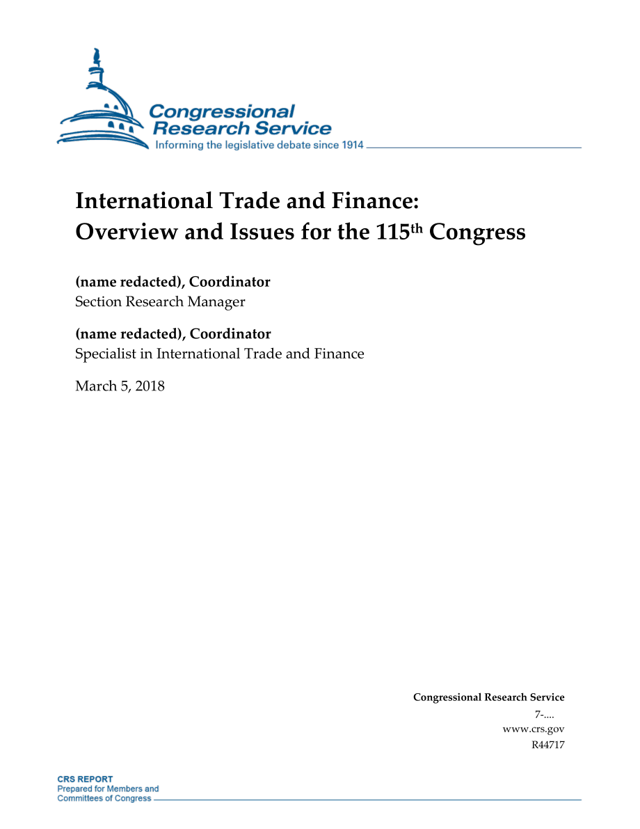 [20180305]R44717_国际贸易和金融：第115届大会概况和议题.pdf_第1页
