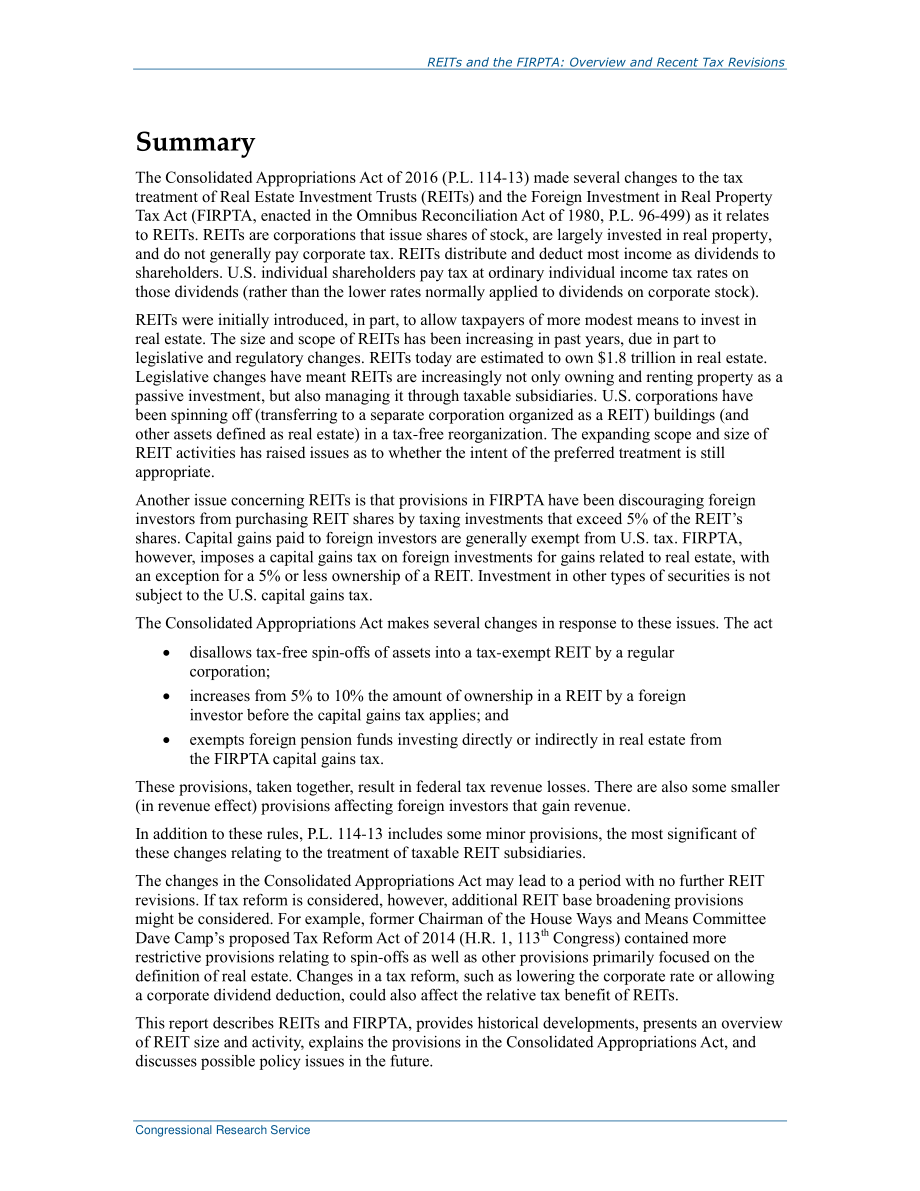 [20160714]R44421_房地产投资信托基金（REITs）和《外国房地产投资税法》（FIRPTA）：概述和最近的税务修订.pdf_第2页