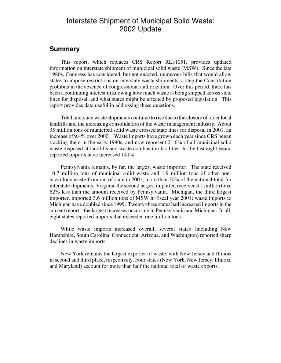 [20021126]RL31651_城市固体废物的州际运输：2002年更新.pdf_第2页