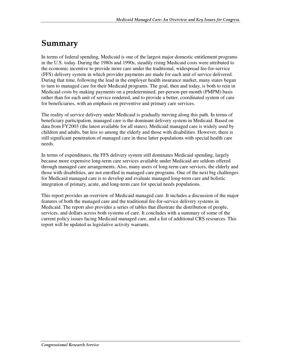 [20061026]RL33711_医疗补助管理医疗：国会概况和关键问题.pdf_第2页