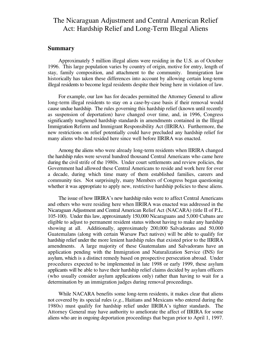 [19980715]35855_尼加拉瓜调整和中美洲救济法：艰苦救济和长期非法外国人.pdf_第3页