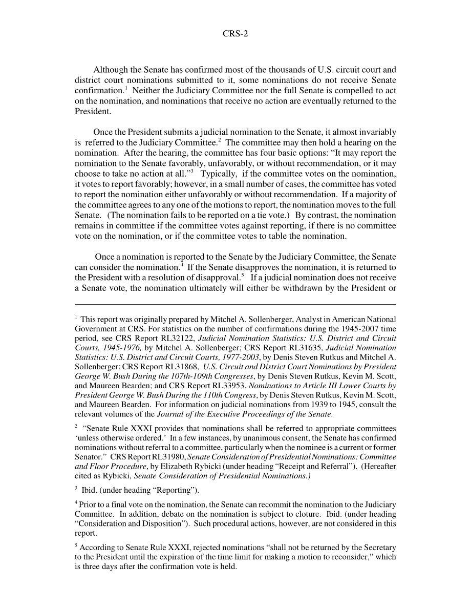 [20080226]RS21734_美国巡回法院和地区法院提名：1939-2007年参议院拒绝和参议院司法委员会投票但报告不支持.pdf_第2页