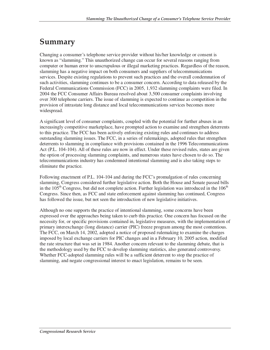 [20060801]RL33598_砰击：未经授权更改消费者的电话服务提供商.pdf_第2页