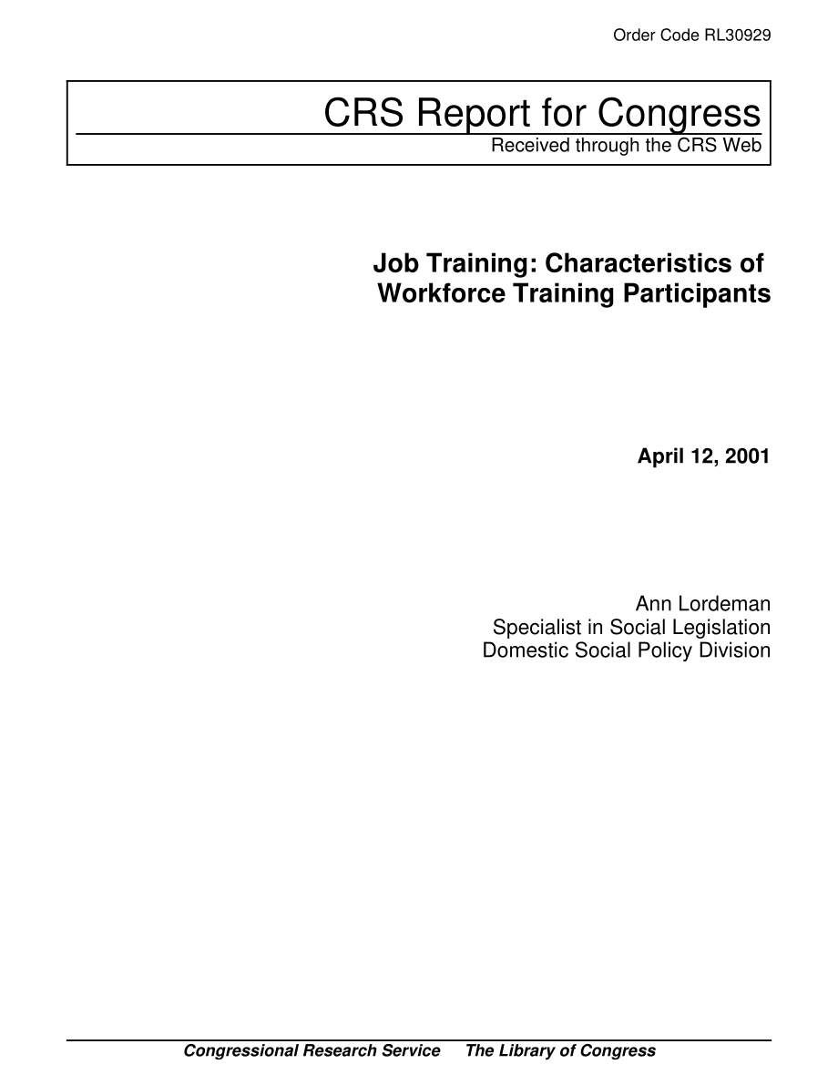 [20010412]RL30929_岗位培训：劳动力培训参与者的特点.pdf_第1页