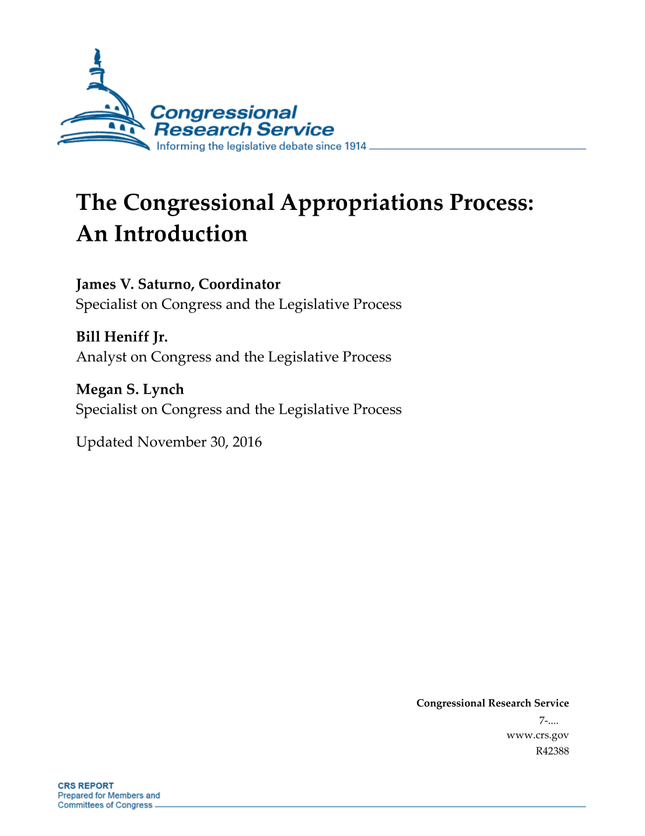 [20161130]R42388_国会拨款程序：简介.pdf_第1页