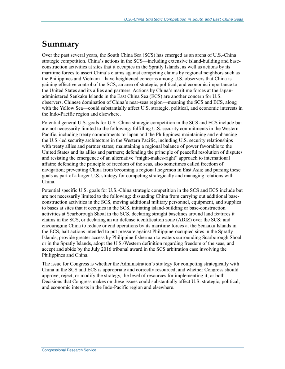 [20220126]R42784_中美在南海和东海的战略竞争：国会背景和议题.pdf_第2页