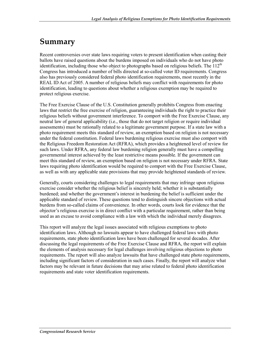 [20120905]R40515_照片身份要求宗教豁免的法律分析.pdf_第2页