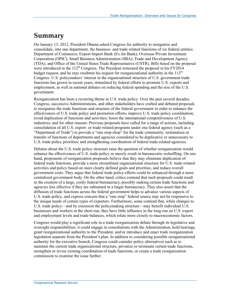 [20130606]R42555_贸易重组：国会概况和议题.pdf_第2页