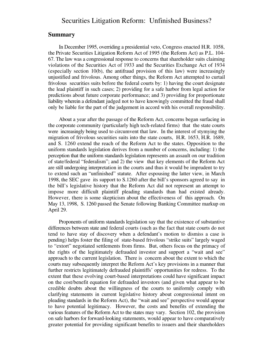 [19980714]98-350E_证券诉讼改革：未完成的工作？.pdf_第3页
