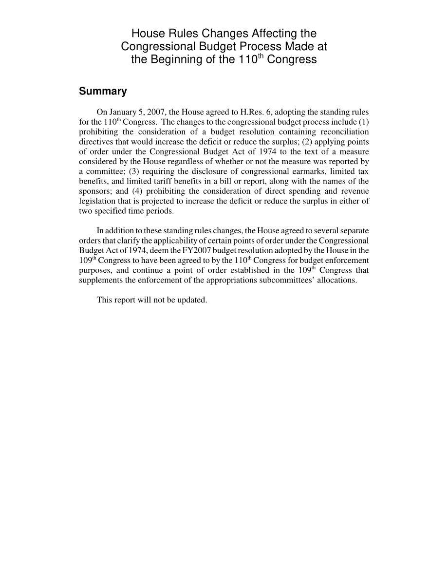 [20070830]RL34149_第110届国会开始时影响国会预算程序的众议院规则变化.pdf_第2页