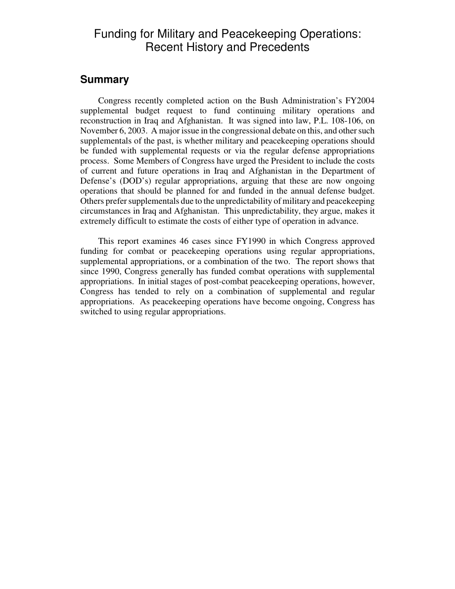 [20031107]RL32141_军事和维持和平行动经费：近期历史和先例.pdf_第2页