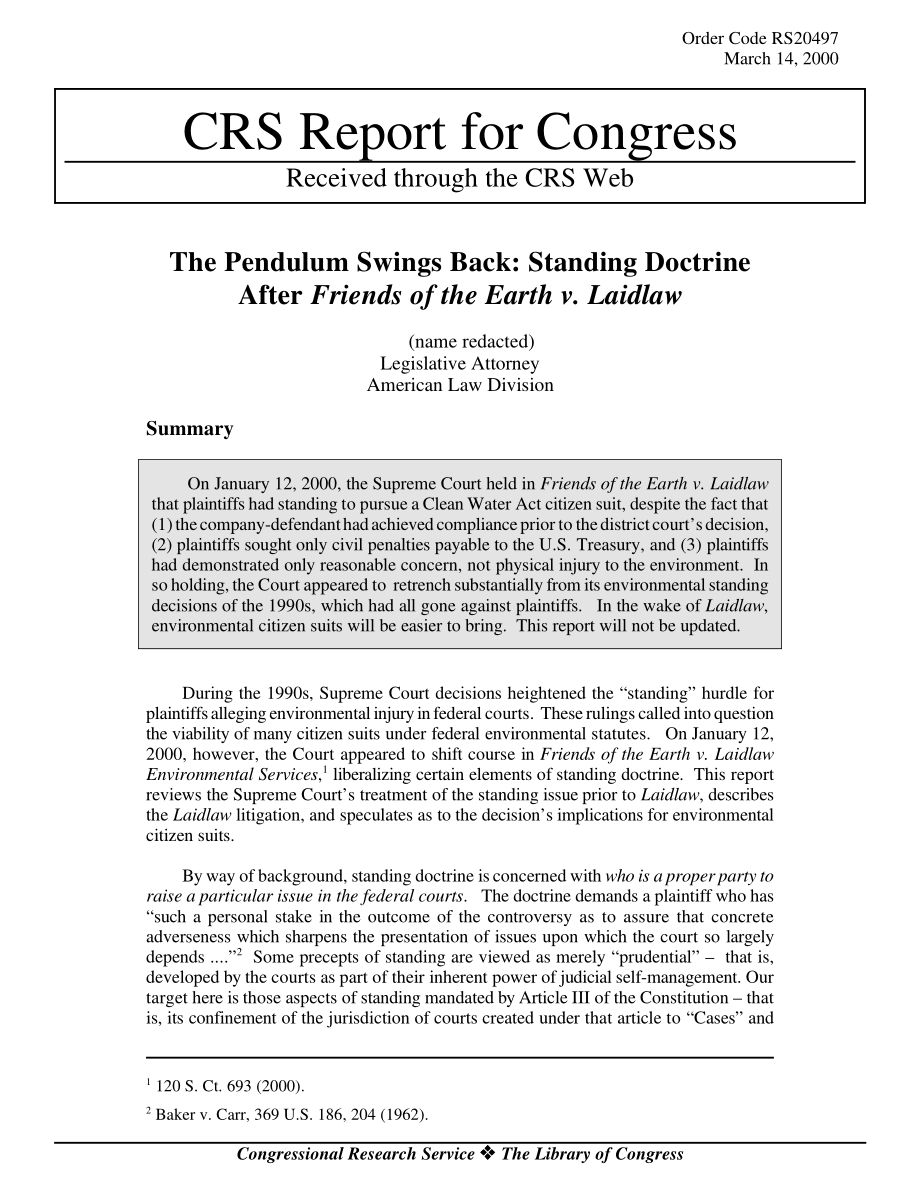 [20000314]RS20497_钟摆向后摆动：地球之友诉莱德劳案后的立宪主义.pdf_第1页